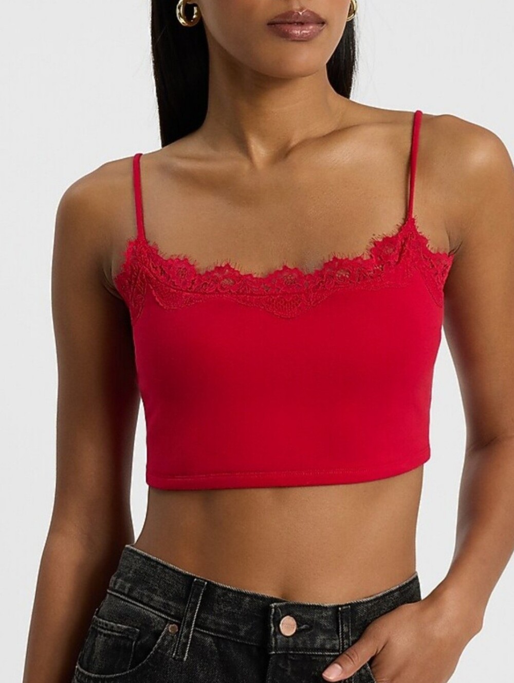 Express  Lace-Trim Crop Top